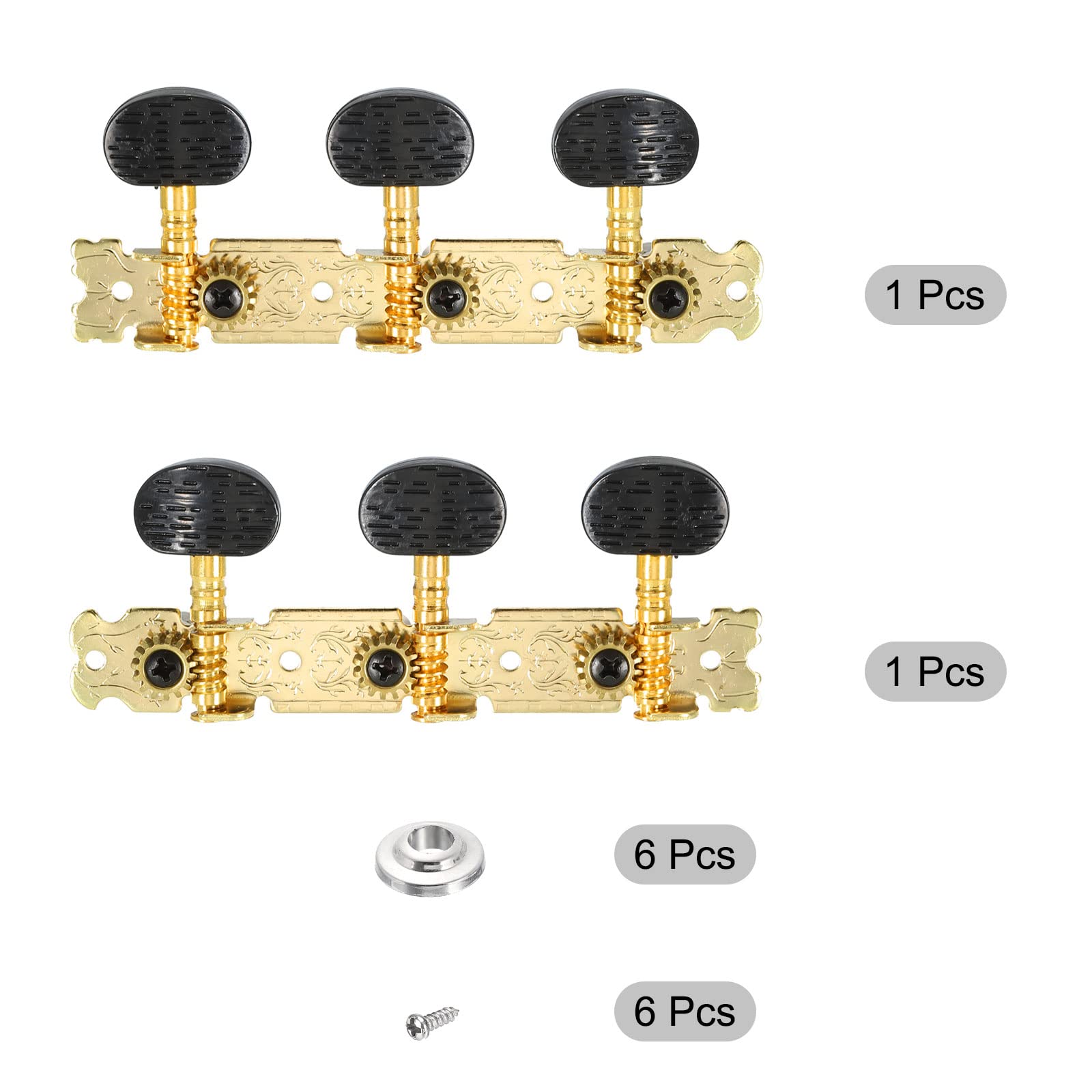 PATIKIL Classical Guitar String Tuning Pegs Chrome Plated Machine Heads Tuning Keys Tuners Single Hole for Classical Guitar 3L 3